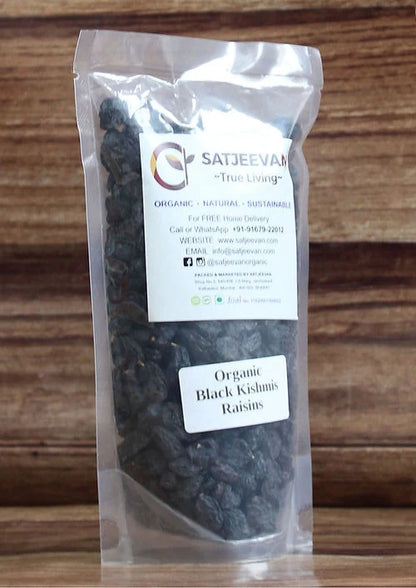 Satjeevan Organic Black Kishmis Raisins - 200 gm