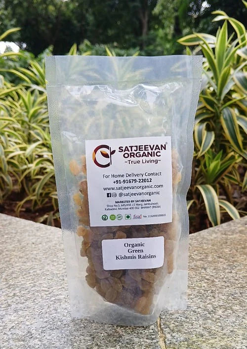 Satjeevan Organic Green Kishmis Raisins - 200 gm