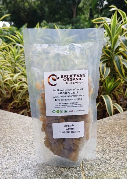 Satjeevan Organic Green Kishmis Raisins - 200 gm