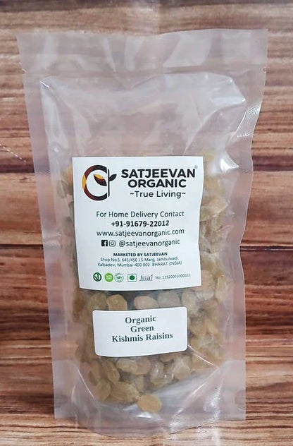 Satjeevan Organic Green Kishmis Raisins - 200 gm