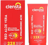 Red Aloe Vera Ultra Matte Sunscreen with 1% Hyaluronic Acid and SPF 50 PA++++ UVA/UVB