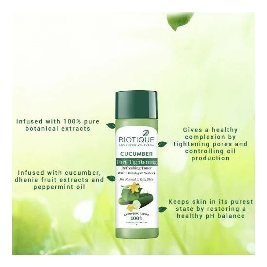 Biotique Bio Cucumber Pore Tightening Freshener With Himalayan Waters - 120 ml