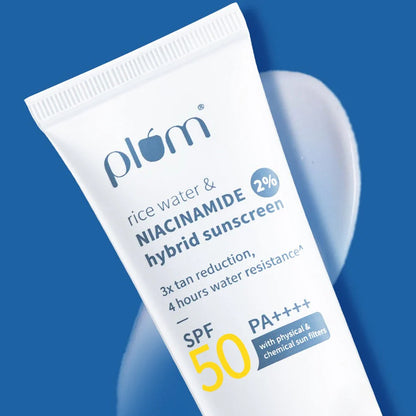Plum 2% Niacinamide Sunscreen SPF 50 PA+++ UVA/B - Reduces Tan, No White Cast, Dermat Tested - 50 gm