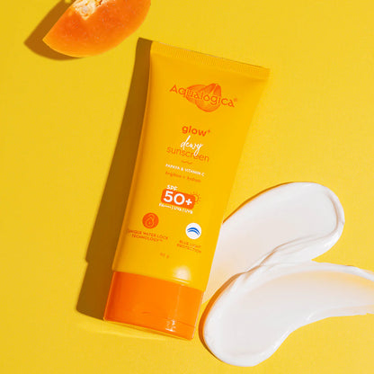Aqualogica Glow + Dewy Sunscreen With Papaya & Vitamin C SPF 50+ PA++ - 30 gm