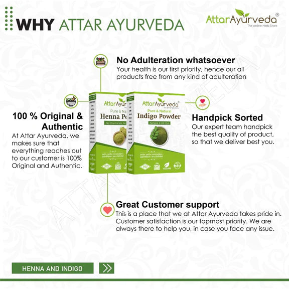 Attar Ayurveda Henna Powder, Indigo Powder Combo Pack - Combo Pack