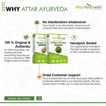 Attar Ayurveda Henna Powder, Indigo Powder Combo Pack - Combo Pack