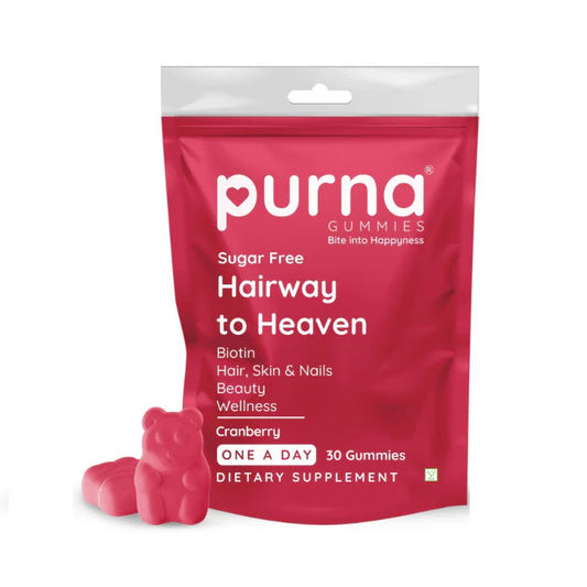 Purna Gummies Hair Biotin Cranberry Sugar Free Gummies with Vitamin B12 for Hair & Nail - 30 gummies