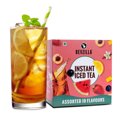 Bevzilla Instant Iced Tea Powder - Assorted 10 Flavours - 10 sachets