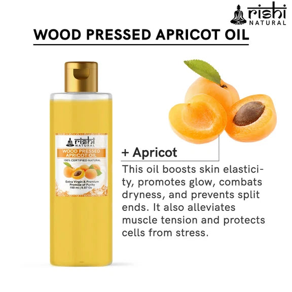 Rishi Natural Apricot Oil Wood Pressed 100% Pure - 150 ml