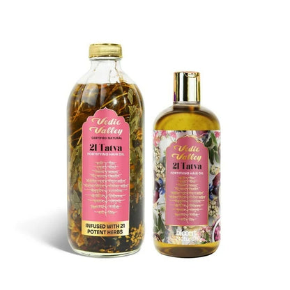 Vedic Valley Ayurvedic 21 Tatva Hair Brew Oil with 21 Herbs & Refill Combo - combo