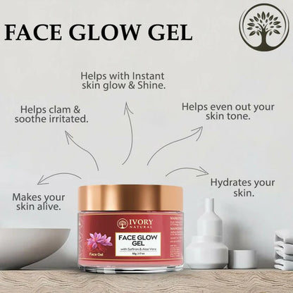 Ivory Natural Face Glow Gel For Instant Glow And Timeless Radiance, Achieve Glowing And Shiny Face - 50 gm