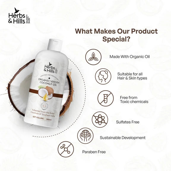 Herbs & Hills Organic Virgin Coconut Oil - 300 ml