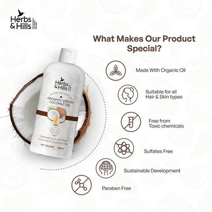 Herbs & Hills Organic Virgin Coconut Oil - 300 ml