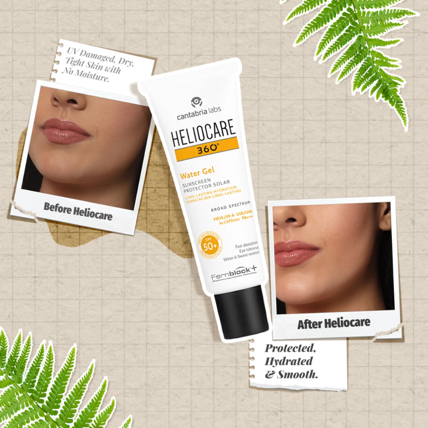 Heliocare Water Gel Hydrating Sunscreen SPF 50+ Pa++++, Water & Sweat Resistant, For Dry & Dull Skin - 50ml