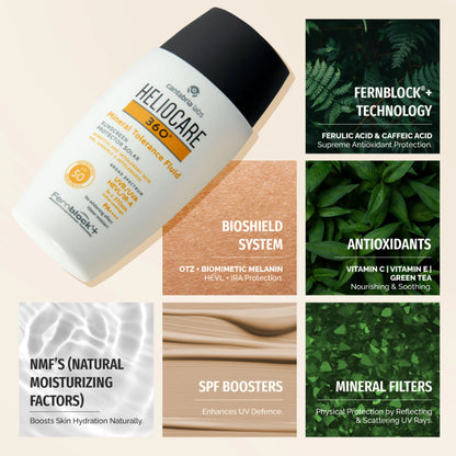 Heliocare Mineral Tolerance Fluid Sunscreen SPF 50 Pa++++ 100% Mineral, Vit C & E Sensitive Skin - 50ml