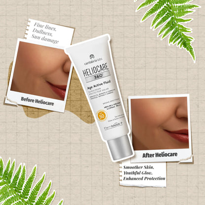 Heliocare 360 Age Active Fluid Sunscreen SPF 50 Pa++++ With Hyaluronic Acid For Youthful & Firm Skin - 50ml