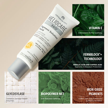 Heliocare 360 Pigment Solution Fluid Sunscreen With Niacinamide SPF 50+ Pa++++ Remove Tan & Brighten - 50ml