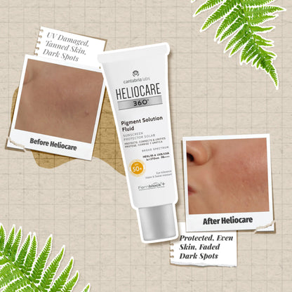 Heliocare 360 Pigment Solution Fluid Sunscreen With Niacinamide SPF 50+ Pa++++ Remove Tan & Brighten - 50ml