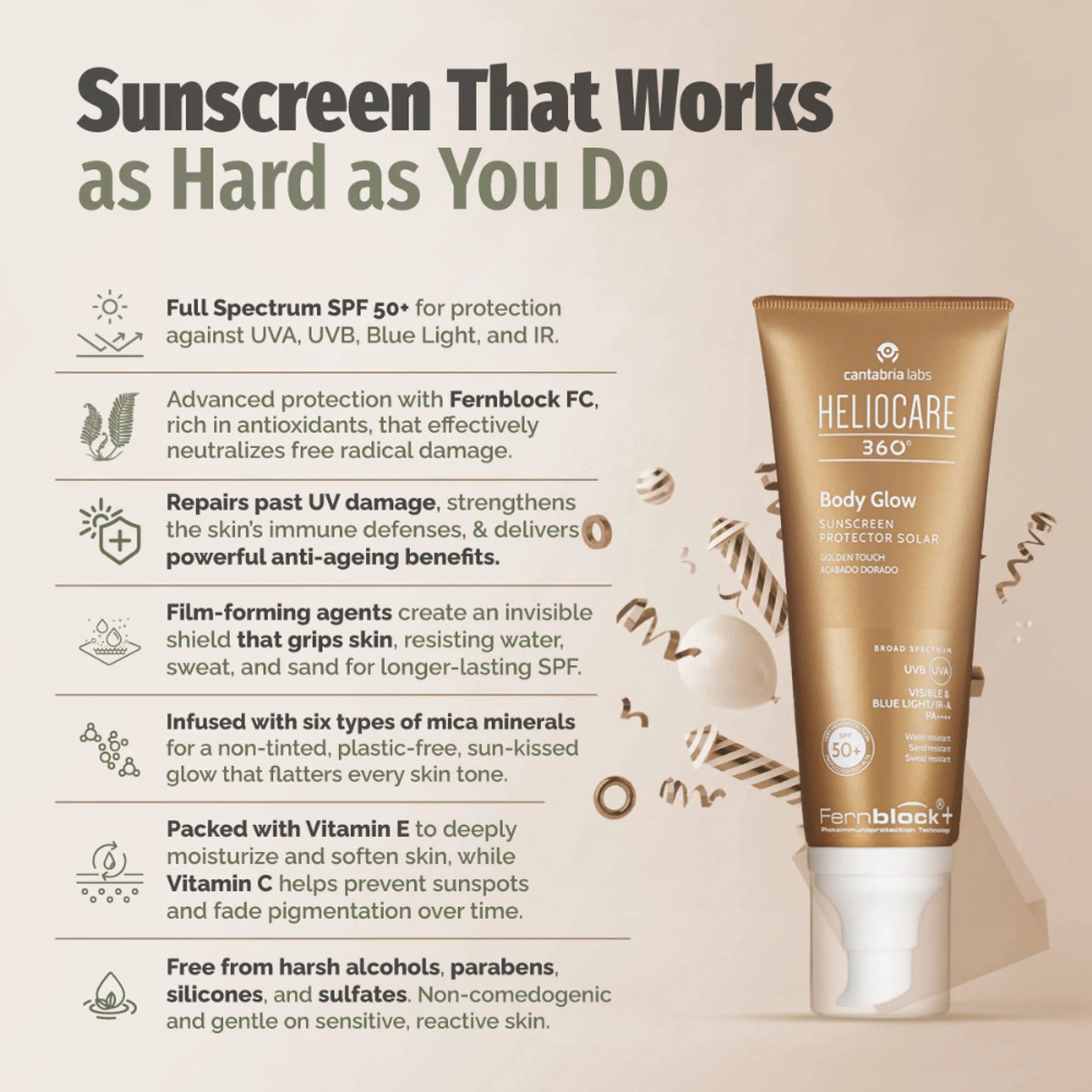Heliocare 360 Body Glow SPF 50+ Body Sunscreen - 100ml