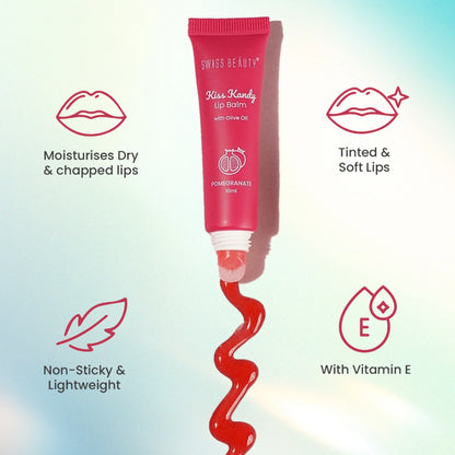 Swiss Beauty Kiss Kandy Tinted Lip Balm | Non-Sticky with Olive Oil & Vitamin E - 01 Peach - 10 ml