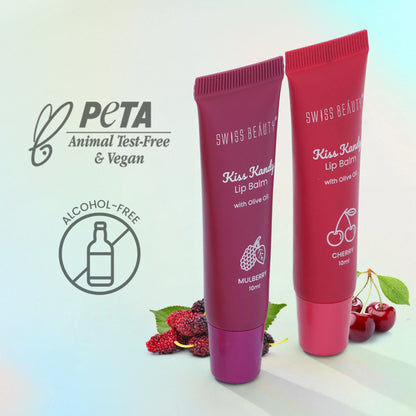 Swiss Beauty Kiss Kandy Tinted Lip Balm | Non-Sticky with Olive Oil & Vitamin E - 05 Pomegranate - 10 ml