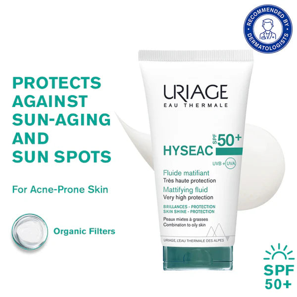 Uriage Hyseac Mattifying Fluid SPF50+ Light & Matt Texture Combination Oily Skin Dermat Recommended - 50 ml