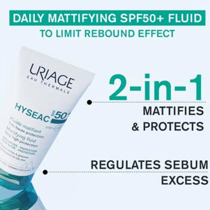 Uriage Hyseac Mattifying Fluid SPF50+ Light & Matt Texture Combination Oily Skin Dermat Recommended - 50 ml