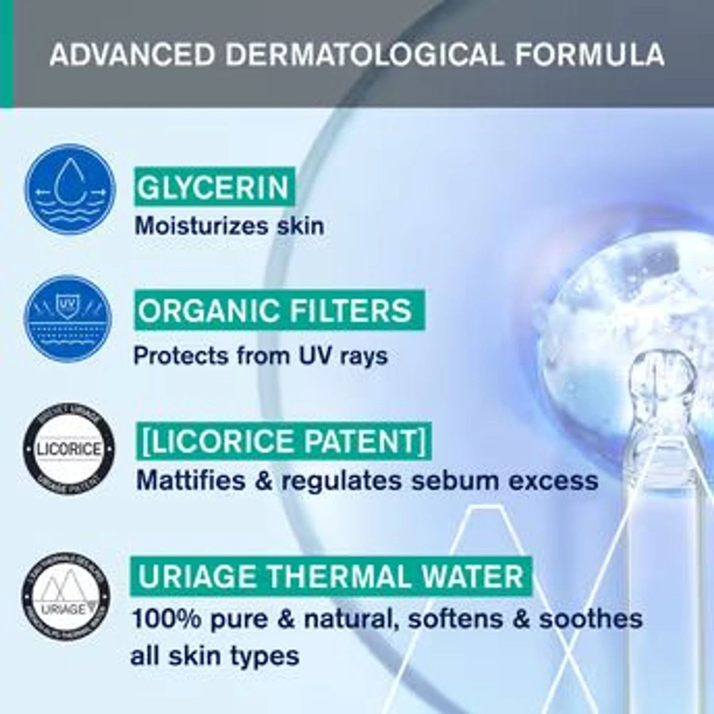 Uriage Hyseac Mattifying Fluid SPF50+ Light & Matt Texture Combination Oily Skin Dermat Recommended - 50 ml