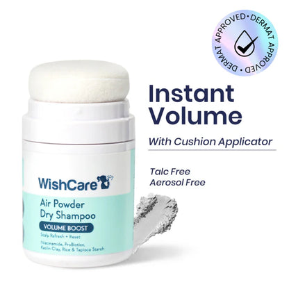 Wishcare Air Powder Dry Shampoo for Oily Hair & Scalp - No White Cast & Aerosol - Volume Boost - 10 gm