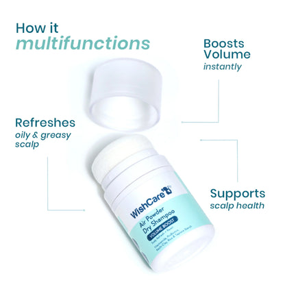 Wishcare Air Powder Dry Shampoo for Oily Hair & Scalp - No White Cast & Aerosol - Volume Boost - 10 gm