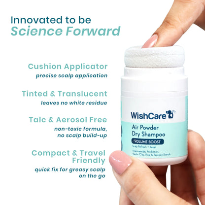 Wishcare Air Powder Dry Shampoo for Oily Hair & Scalp - No White Cast & Aerosol - Volume Boost - 10 gm