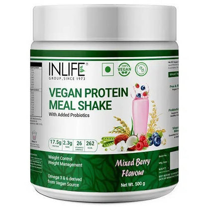 Inlife Vegan Protein Meal Mixed Berry Flavour - 500 gm