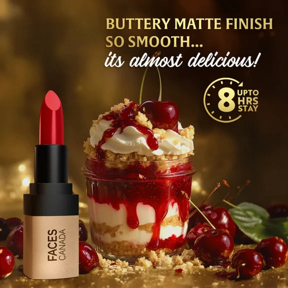 Faces Canada Comfy Matte Velvet Touch Lipstick - Cherry Pie 02 - 4.2 gm