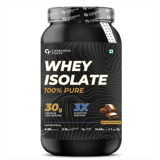 Carbamide Forte Whey Isolate 100% Pure Protein Powder - Belgian Chocolate - 1000 gm