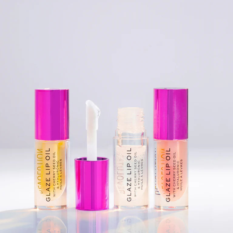 Makeup Revolution Glaze Lip Oil Intense Nourishment With Hyaluronic Acid Vitamin E - Lust Clear - 4.6 ml