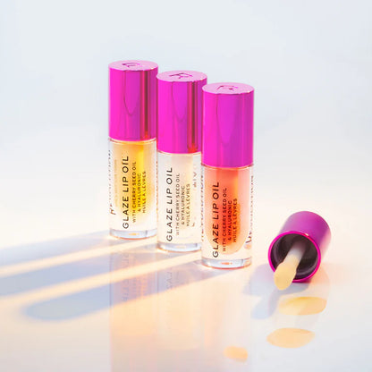Makeup Revolution Glaze Lip Oil Intense Nourishment With Hyaluronic Acid Vitamin E - Lust Clear - 4.6 ml