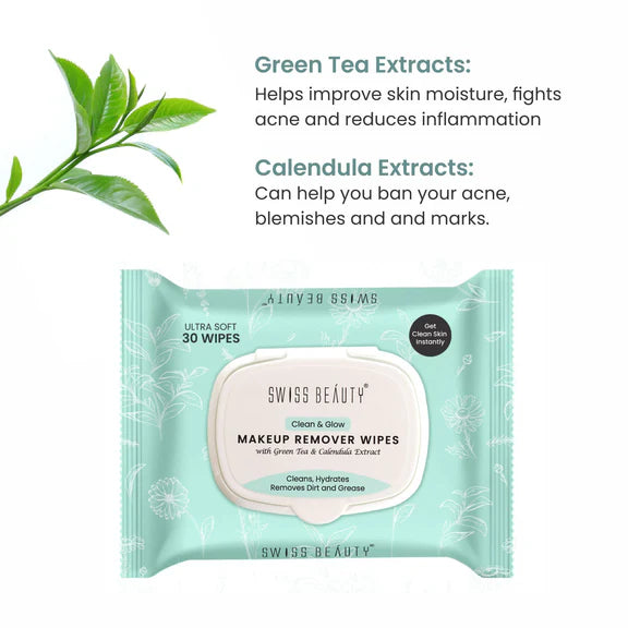 Swiss Beauty Clean And Glow Makeup Remover Wipes - 30 wipes