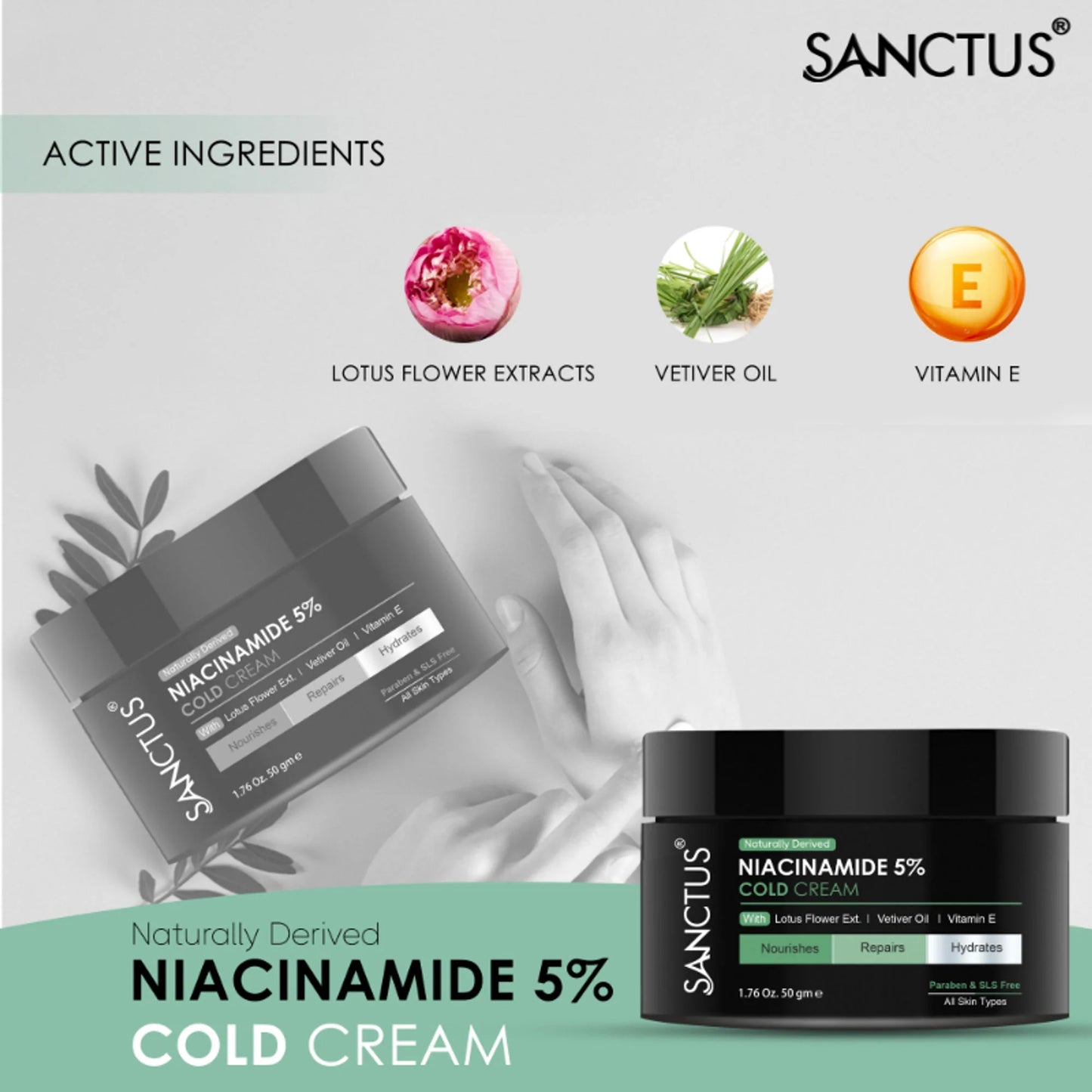 SANCTUS Moisturizing 5% Niacinamide Cold Cream - 50 gm