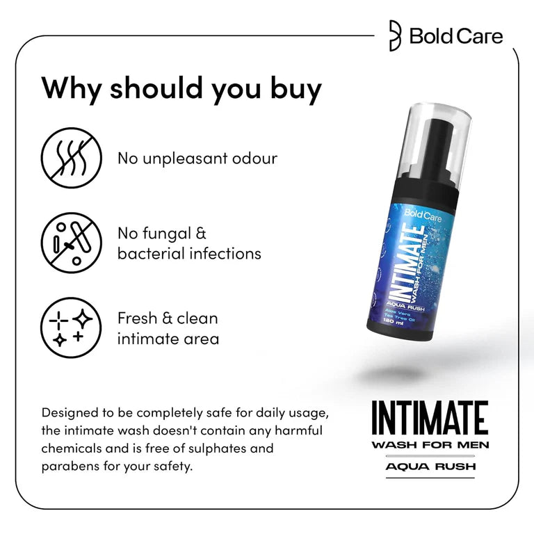 Bold Care Aqua Rush Intimate Wash for Men - 120 ml