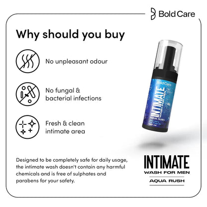 Bold Care Aqua Rush Intimate Wash for Men - 120 ml