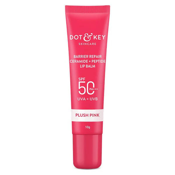 Dot & Key Barrier Repair Ceramide & Peptide SPF 50 Lip Balm - Plush Pink, UVA+UVB - 10 gm
