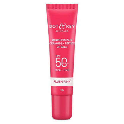 Dot & Key Barrier Repair Ceramide & Peptide SPF 50 Lip Balm - Plush Pink, UVA+UVB - 10 gm