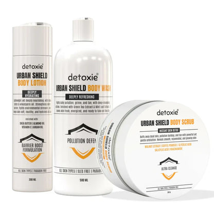 Detoxie Body Wash Lotion & Scrub Combo - Urban Shiled - combo
