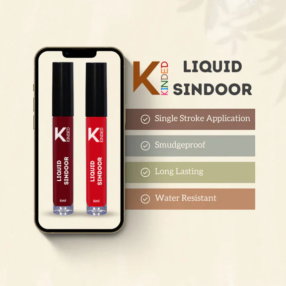 KINDED Maroon & Red Colour Liquid Sindoor Combo - Maroon & Red - 12 ml
