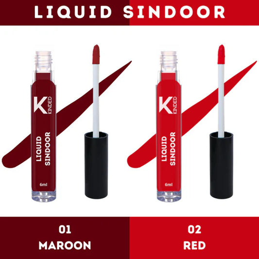 KINDED Maroon & Red Colour Liquid Sindoor Combo - Maroon & Red - 12 ml