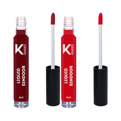 KINDED Maroon & Red Colour Liquid Sindoor Combo - Maroon & Red - 12 ml