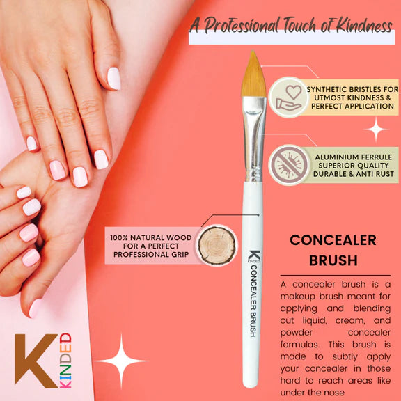 KINDED Professional Natural Wooden Handle Concealer Makeup Brush - 20 gm