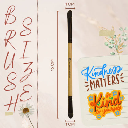 KINDED Professional Natural Wooden Handle 2 in 1 Eyeshadow Applicator Makeup Brush - 20 gm