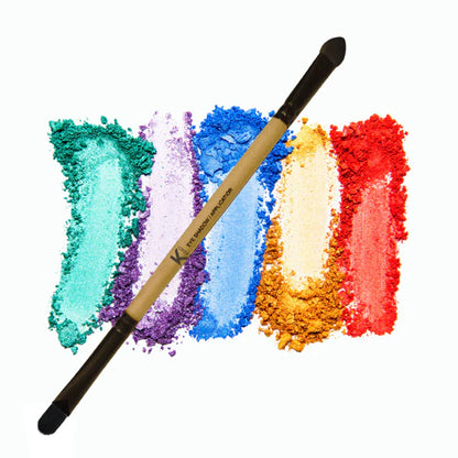 KINDED Professional Natural Wooden Handle 2 in 1 Eyeshadow Applicator Makeup Brush - 20 gm