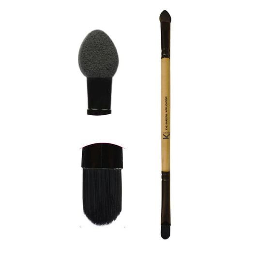 KINDED Professional Natural Wooden Handle 2 in 1 Eyeshadow Applicator Makeup Brush - 20 gm